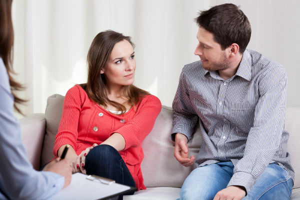 Divorced couple building relationship